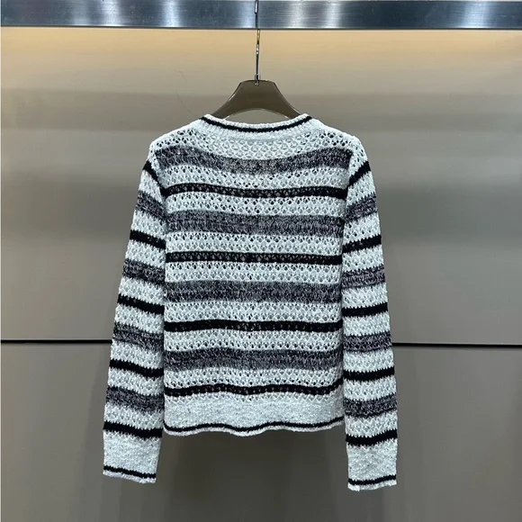 Celine Black and White Striped Cardigan - Picture 3 of 4